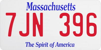MA license plate 7JN396