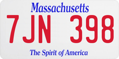 MA license plate 7JN398