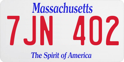 MA license plate 7JN402