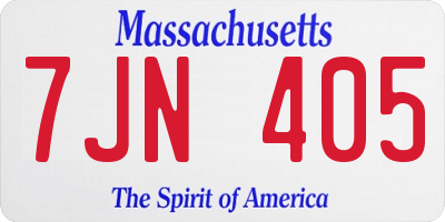 MA license plate 7JN405