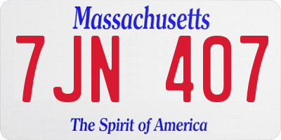 MA license plate 7JN407