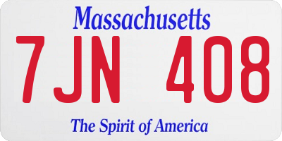 MA license plate 7JN408