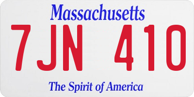 MA license plate 7JN410