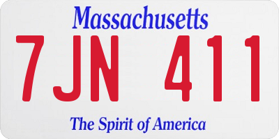 MA license plate 7JN411