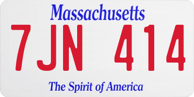 MA license plate 7JN414