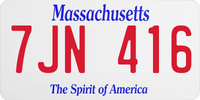 MA license plate 7JN416