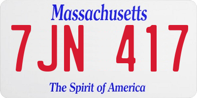 MA license plate 7JN417