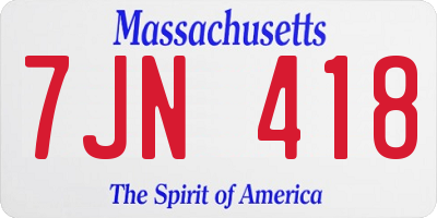 MA license plate 7JN418