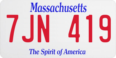 MA license plate 7JN419