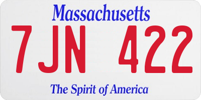 MA license plate 7JN422
