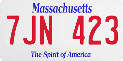 MA license plate 7JN423