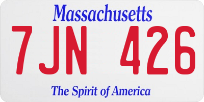 MA license plate 7JN426
