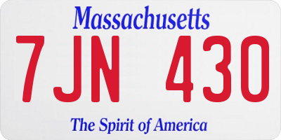 MA license plate 7JN430