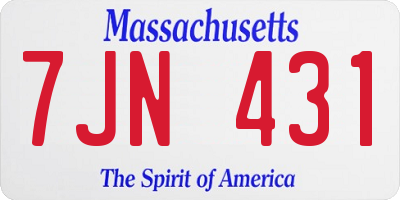 MA license plate 7JN431
