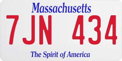 MA license plate 7JN434