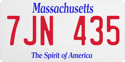 MA license plate 7JN435