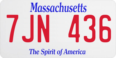 MA license plate 7JN436