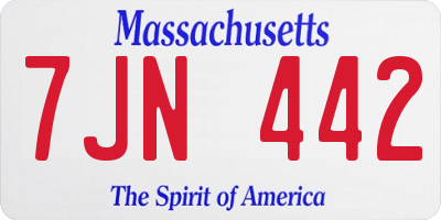 MA license plate 7JN442