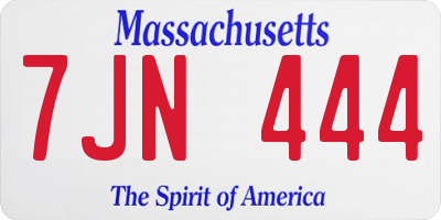 MA license plate 7JN444