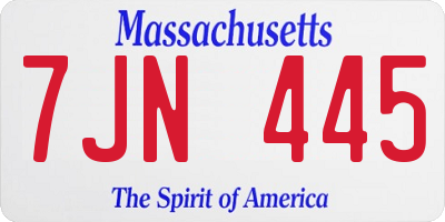 MA license plate 7JN445