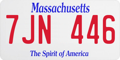 MA license plate 7JN446