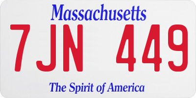 MA license plate 7JN449