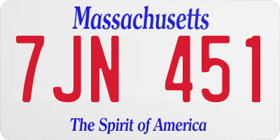 MA license plate 7JN451