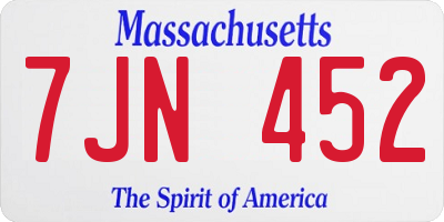 MA license plate 7JN452