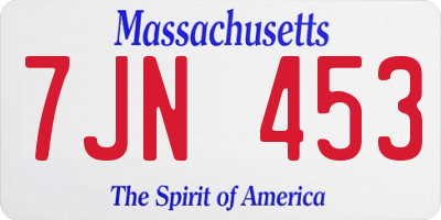 MA license plate 7JN453