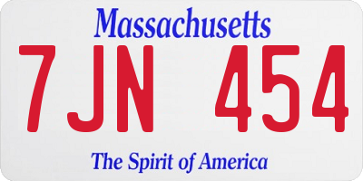 MA license plate 7JN454