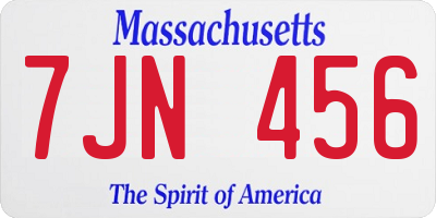 MA license plate 7JN456