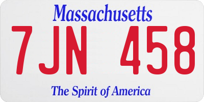 MA license plate 7JN458