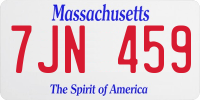MA license plate 7JN459