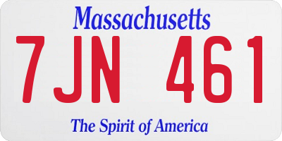 MA license plate 7JN461