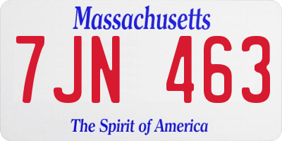 MA license plate 7JN463