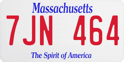 MA license plate 7JN464