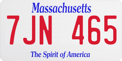 MA license plate 7JN465