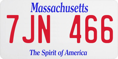 MA license plate 7JN466