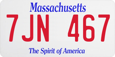 MA license plate 7JN467
