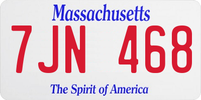 MA license plate 7JN468