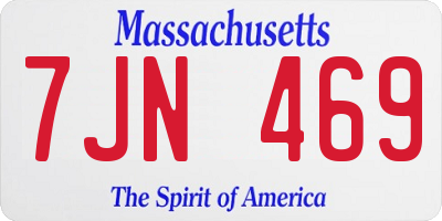 MA license plate 7JN469