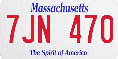 MA license plate 7JN470