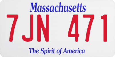 MA license plate 7JN471