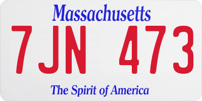 MA license plate 7JN473