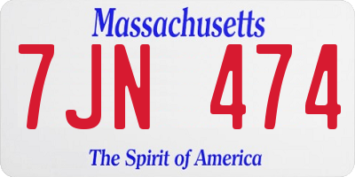 MA license plate 7JN474