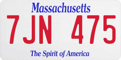 MA license plate 7JN475