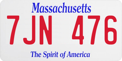 MA license plate 7JN476