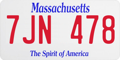 MA license plate 7JN478