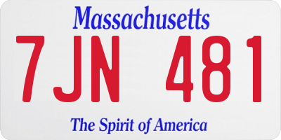 MA license plate 7JN481