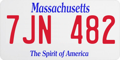 MA license plate 7JN482